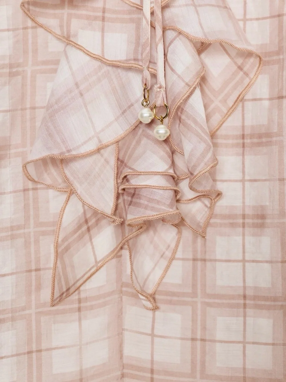 BNWT Zara Muted Pink Plaid Ruffle Blouse